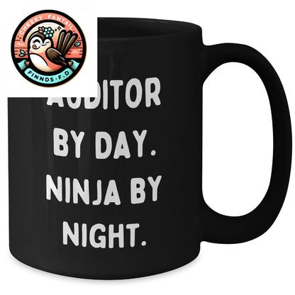 Auditor Gifts, 'Ninja By Night' Funny Black Coffee Mug for Father's Day, Gifts from Men, Women, Family, or Coworkers - Additional