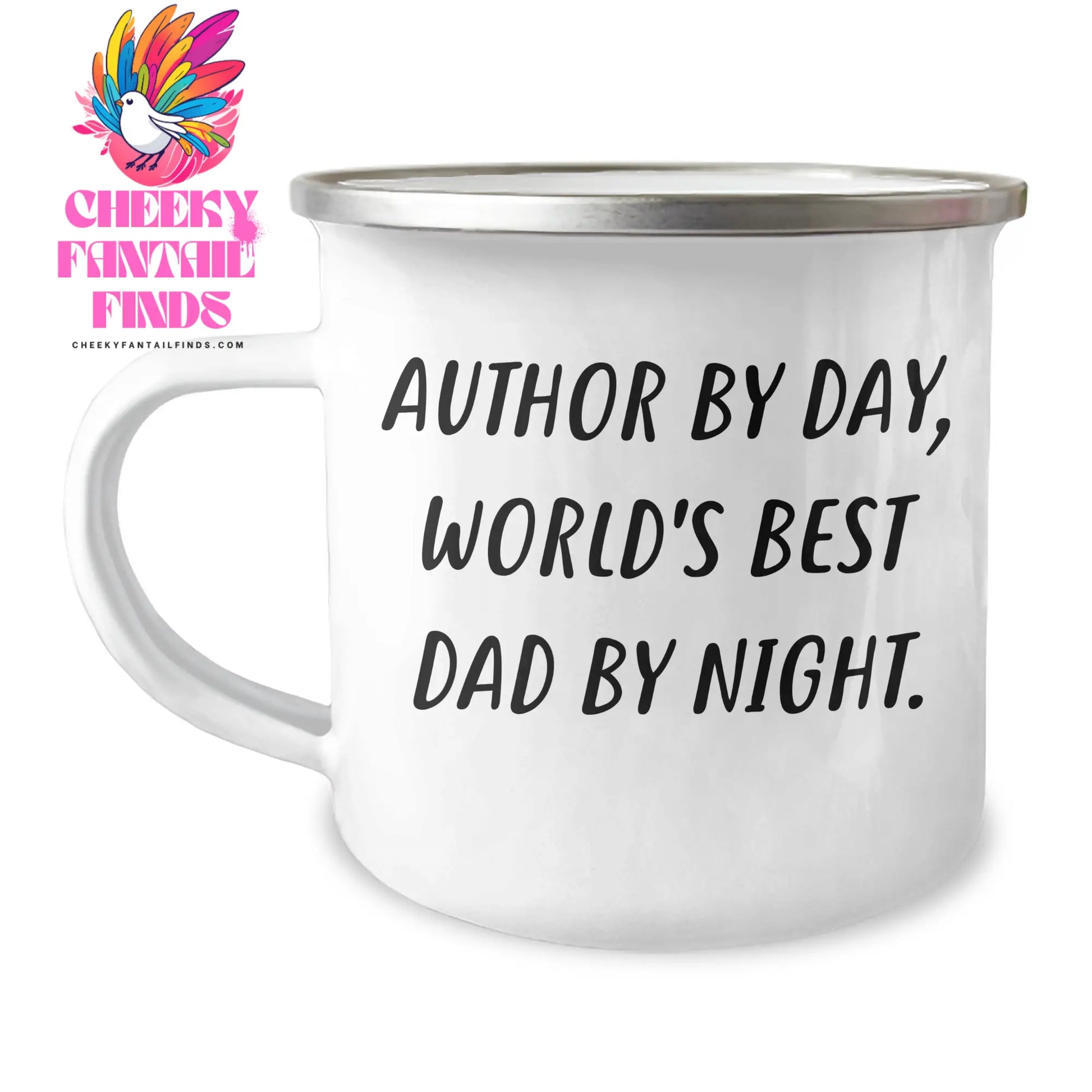 Author Gifts, Funny Quote Camping Mug, Father's Day Unique Gifts from Men, for Author By Day, World's Best Dad By Night. - Image 1