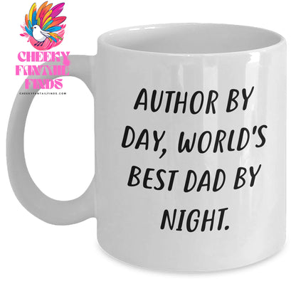 Author's Humorous White Coffee Mug, Gifts from Men, Unique Father's Day Unique Gifts for Author, White Coffee Mug for World's Best Dad - Main