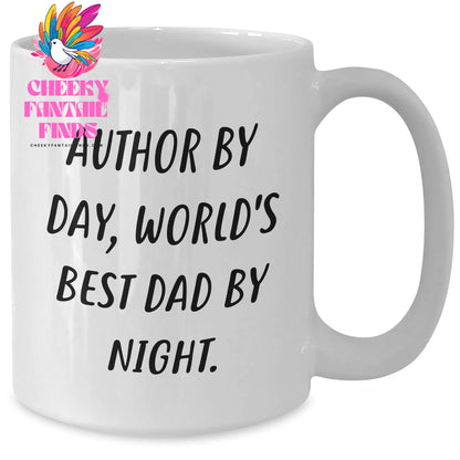 Author's Humorous White Coffee Mug, Gifts from Men, Unique Father's Day Unique Gifts for Author, White Coffee Mug for World's Best Dad - Additional
