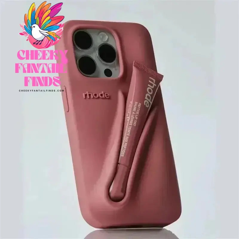 Autumn Edition New Rhode DIY Lipstick Lip Holder Soft Silicone Case for IPhone 16 15 14 13 12 11 Pro Max Plus Phone Stand Cover Cheeky Fantail Finds