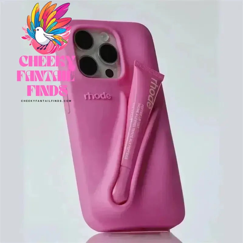 Autumn Edition New Rhode DIY Lipstick Lip Holder Soft Silicone Case for IPhone 16 15 14 13 12 11 Pro Max Plus Phone Stand Cover Cheeky Fantail Finds