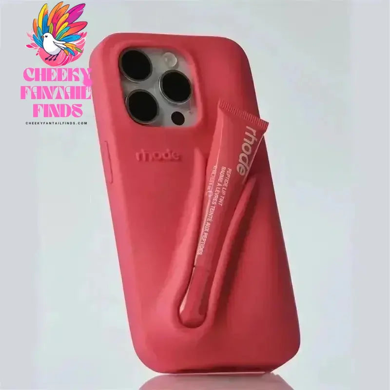 Autumn Edition New Rhode DIY Lipstick Lip Holder Soft Silicone Case for IPhone 16 15 14 13 12 11 Pro Max Plus Phone Stand Cover Cheeky Fantail Finds