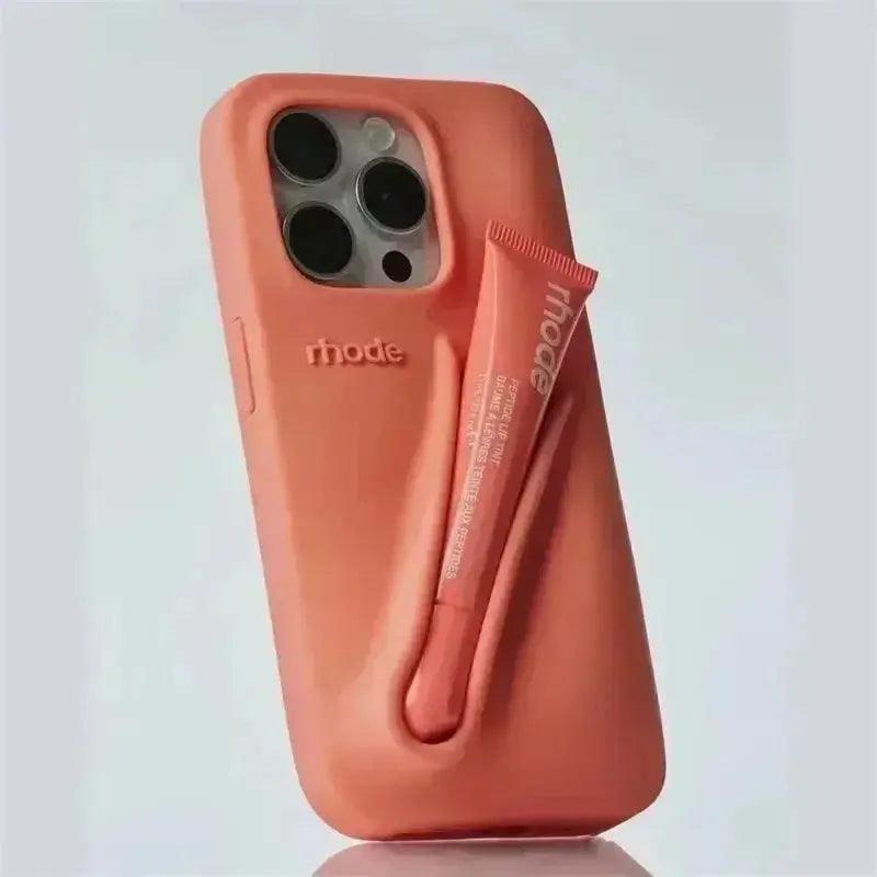 Autumn Edition New Rhode DIY Lipstick Lip Holder Soft Silicone Case for IPhone 16 15 14 13 12 11 Pro Max Plus Phone Stand Cover Cheeky Fantail Finds
