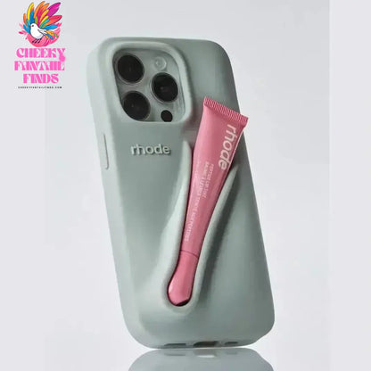 Autumn Edition New Rhode DIY Lipstick Lip Holder Soft Silicone Case for IPhone 16 15 14 13 12 11 Pro Max Plus Phone Stand Cover Cheeky Fantail Finds