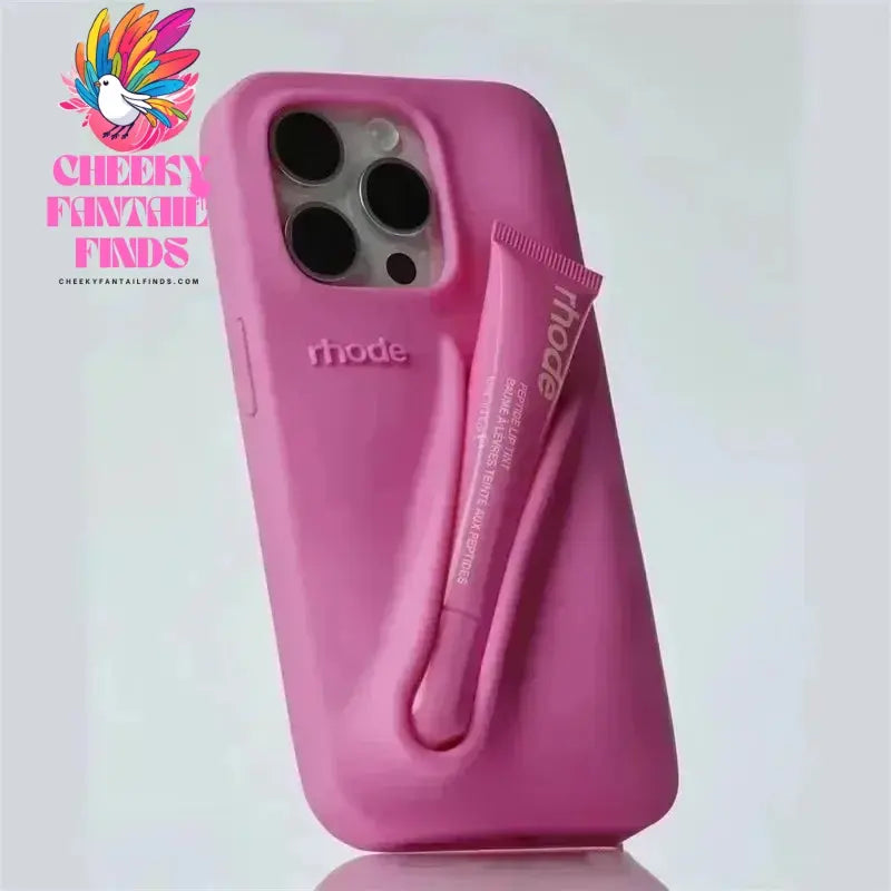 Autumn Edition New Rhode DIY Lipstick Lip Holder Soft Silicone Case for IPhone 16 15 14 13 12 11 Pro Max Plus Phone Stand Cover Cheeky Fantail Finds