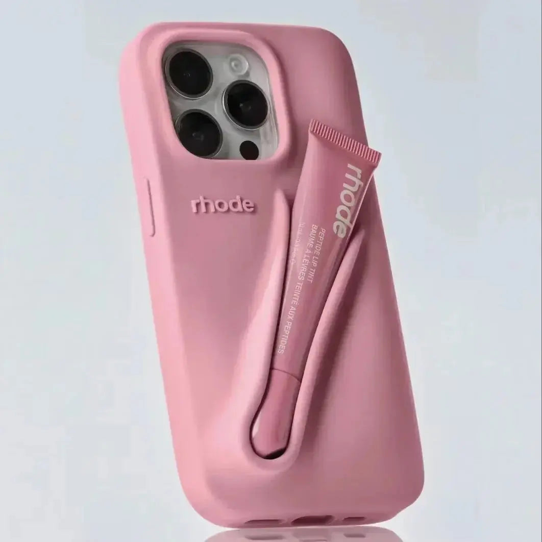 Autumn Edition New Rhode DIY Lipstick Lip Holder Soft Silicone Case for IPhone 16 15 14 13 12 11 Pro Max Plus Phone Stand Cover Cheeky Fantail Finds