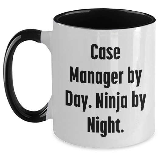 Funny Case Manager Gifts, Case Manager By Day. Ninja By Night., Two Tone Coffee Mug for Father's Day, Gifts from Friends - Unique Gifts for Case Manager - Main