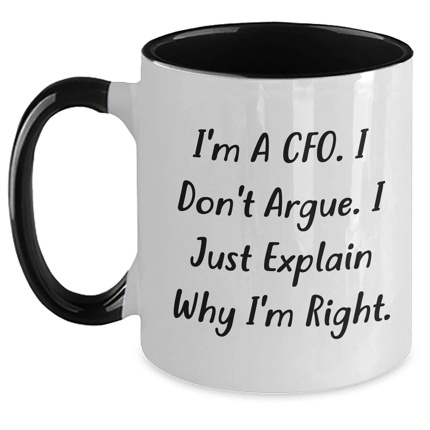 CFO Funny Quote Gifts from Men to Graduating CFO Friends - Two Tone Coffee Mug - Gifts for CFO and Finance Professionals - Main