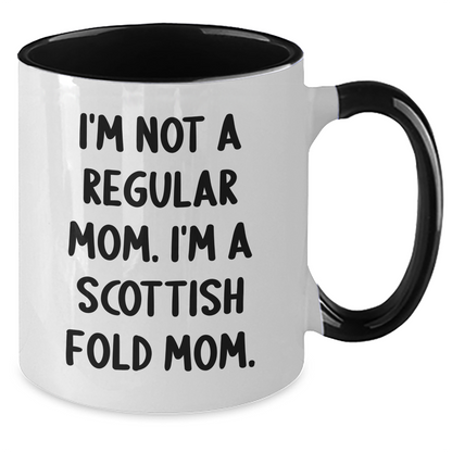Funny Scottish Fold Cat Mom Gifts for Friends - Unique Two Tone Coffee Mug for Father's Day - Additional