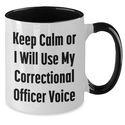 Correctional Officer Funny Gifts from Men, Gifts for Correctional Officer, Keep Calm Two Tone Coffee Mug, Father's Day Unique Gifts - Additional