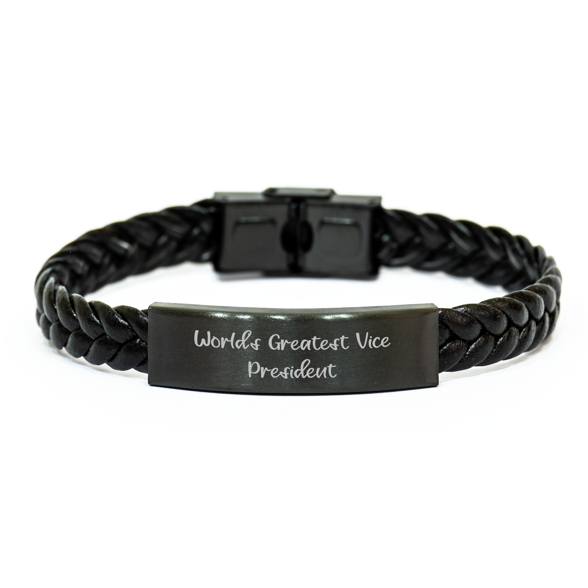 Witty Vice President Gifts - Funny Interlaced Leather Bracelet, Gifts from Friends for World's Greatest Vice President, Graduation Unique Gifts - Image 1