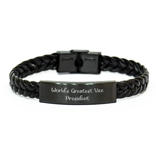 Witty Vice President Gifts - Funny Interlaced Leather Bracelet, Gifts from Friends for World's Greatest Vice President, Graduation Unique Gifts - Image 1