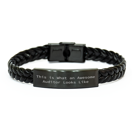 Auditor Gifts, Funny Quote, Interlaced Leather Bracelet, Father's Day Unique Gifts from Men to Auditor - Image 1