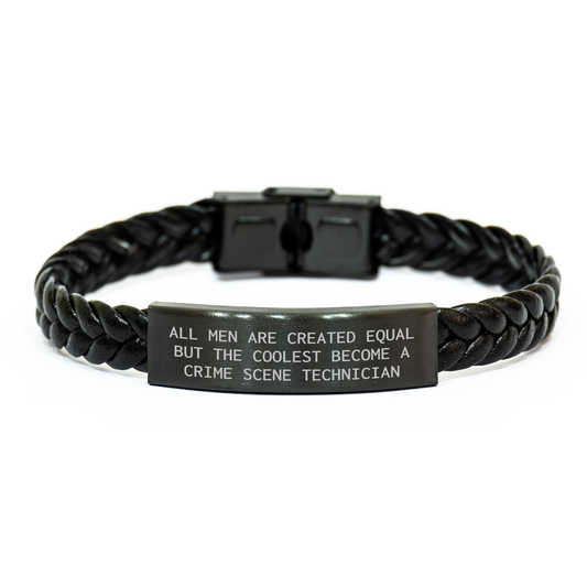 Crime Scene Technician Gifts, Funny Quote, Interlaced Leather Brac, Father's Day Unique Gifts from Men to Crime Scene Technician - Image 1