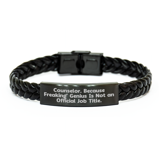 Counselor Gifts from Friends - Funny Quote Interlaced Leather Bracelet for Counselor, Graduation Unique Gifts for Men, Women, Coworkers, Family - Image 1