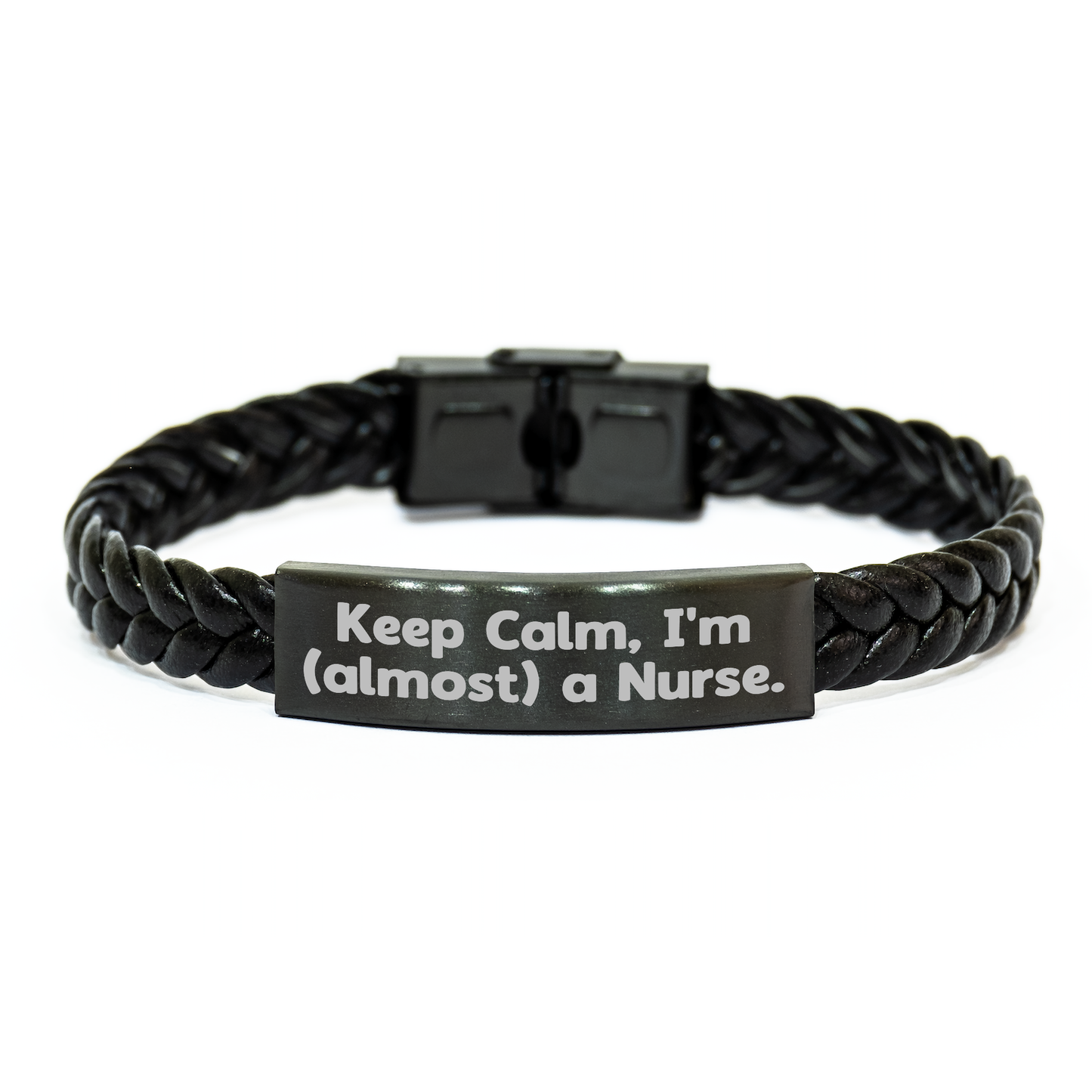 Nurse's Keepsake Interlaced Leather Bracelet, Funny Quote, Gifts from Family for Nurse Graduation - Image 1