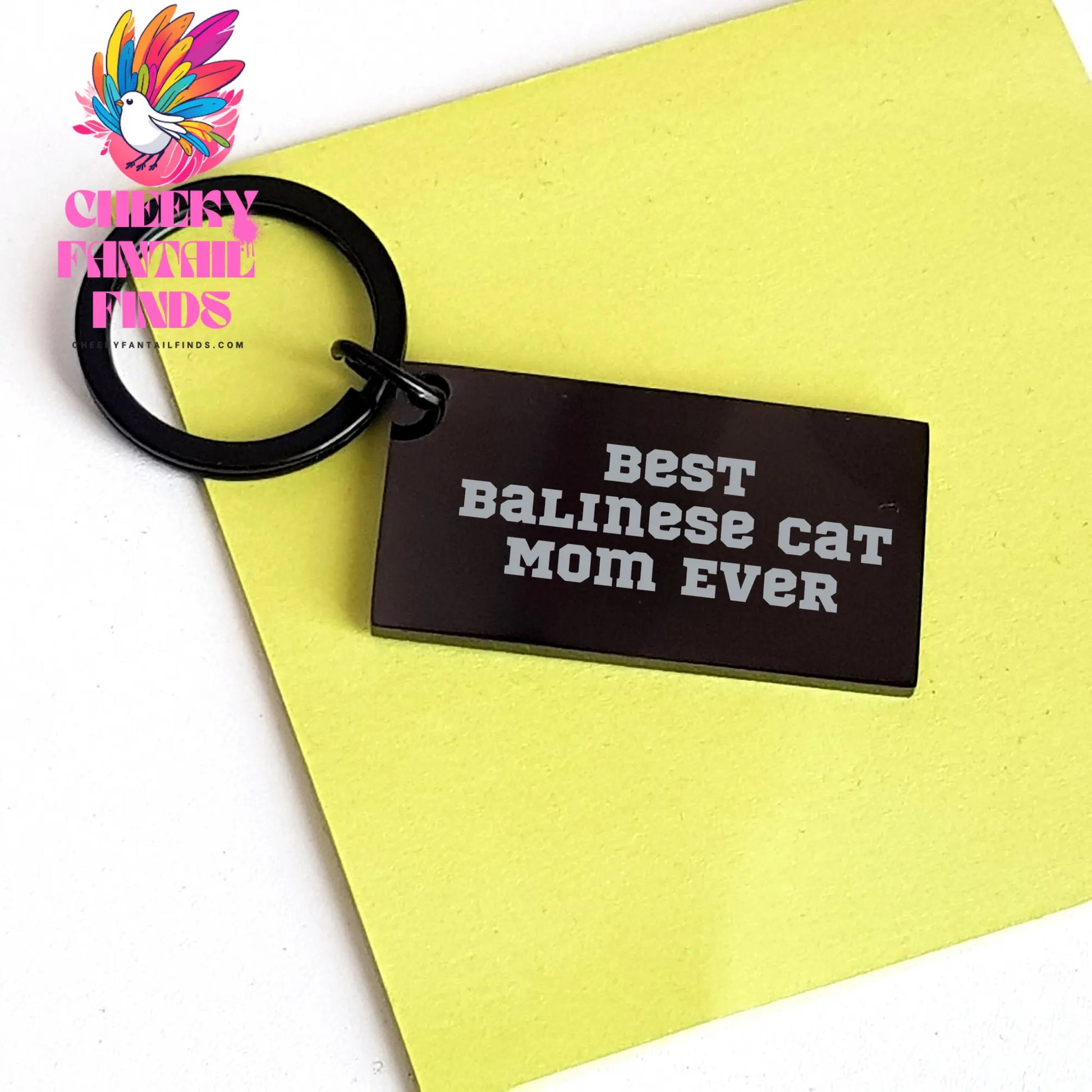 Balinese Cat Mom Ever Father's Day Stainless Steel Keychain, Engraved Message, Best Dad Ever, 1.57 x 0.87 inches, Highly Resistant to Rust, Corrosion, and Discoloration, Unique Gift from Mom to Dad - Image 3