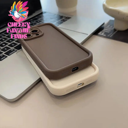 Beige Brown Black Stylish Phone Case for iPhone 15 14 13 12 11 Pro Max Plus 7 8 SE X XR XS Max, Slim Protective Shockproof Cover Cheeky Fantail Finds