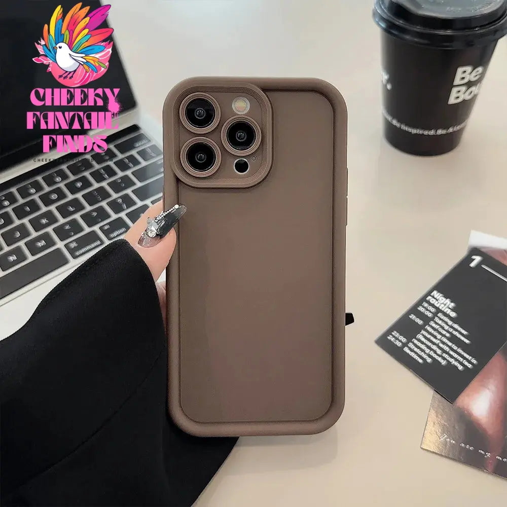Beige Brown Black Stylish Phone Case for iPhone 15 14 13 12 11 Pro Max Plus 7 8 SE X XR XS Max, Slim Protective Shockproof Cover Cheeky Fantail Finds