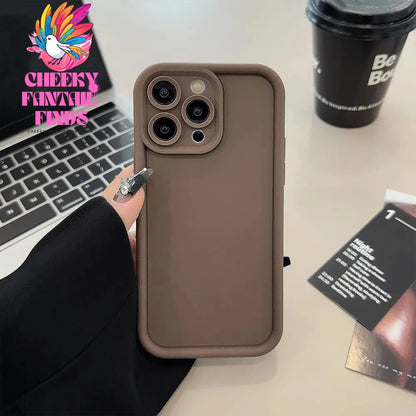 Beige Brown Black Stylish Phone Case for iPhone 15 14 13 12 11 Pro Max Plus 7 8 SE X XR XS Max, Slim Protective Shockproof Cover Cheeky Fantail Finds