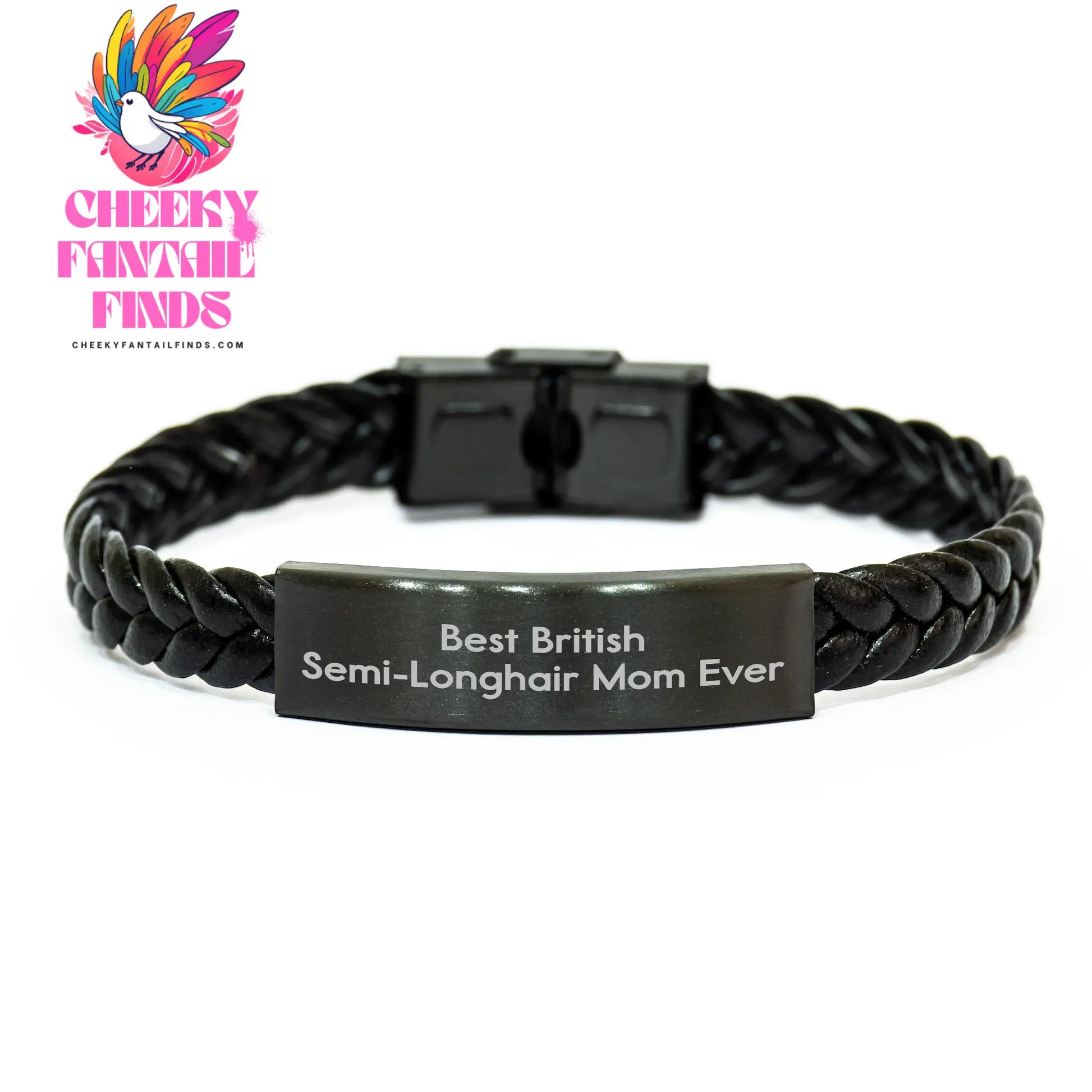 Best British Semi-Longhair Mom Ever British Semi-Longhair Cat Gifts for Father's Day Interlaced Leather Bracelet - Image 1