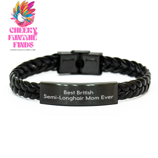 Best British Semi-Longhair Mom Ever British Semi-Longhair Cat Gifts for Father's Day Interlaced Leather Bracelet - Image 1