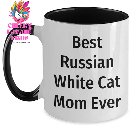 Best Russian White Cat Mom Ever Coffee Mug - Funny Two Tone Russian White Cat Gifts for Father's Day Unique Gifts from Daughter to Mom - Main