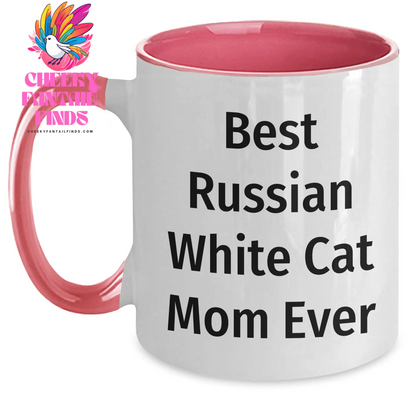 Best Russian White Cat Mom Ever Coffee Mug - Funny Two Tone Russian White Cat Gifts for Father's Day Unique Gifts from Daughter to Mom - Main