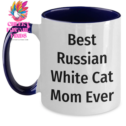 Best Russian White Cat Mom Ever Coffee Mug - Funny Two Tone Russian White Cat Gifts for Father's Day Unique Gifts from Daughter to Mom - Main