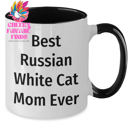 Best Russian White Cat Mom Ever Coffee Mug - Funny Two Tone Russian White Cat Gifts for Father's Day Unique Gifts from Daughter to Mom - Additional