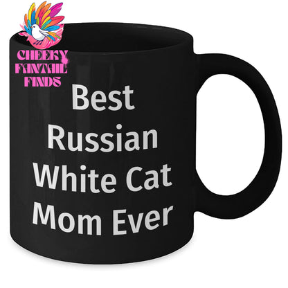 Best Russian White Cat Mom Ever Gifts - 11oz or 15oz Black Coffee Mug - Funny Russian White Cat Mom Gifts for Father's Day Unique Gifts - Additional