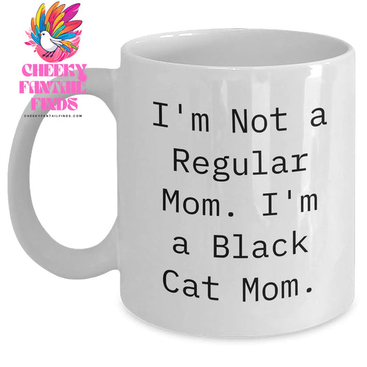 Black Cat Mom Funny Quote Gifts from Mom to Dad for Father's Day Unique White Coffee Mug - Main