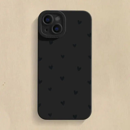 Black Love Heart Phone Case For iPhone 16 14 15 13 12 11 Pro Max X XR XS 7 8 15 16 Plus SE 2020 Shockproof Silicone Soft Cover Cheeky Fantail Finds