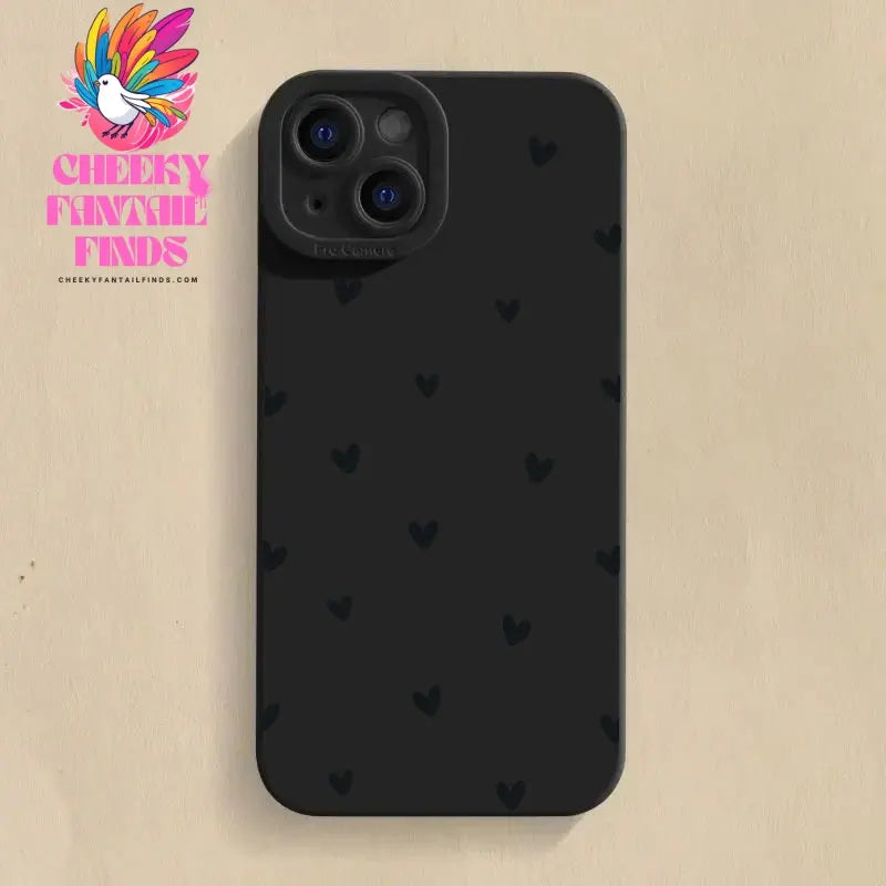 Black Love Heart Phone Case For iPhone 16 14 15 13 12 11 Pro Max X XR XS 7 8 15 16 Plus SE 2020 Shockproof Silicone Soft Cover Cheeky Fantail Finds