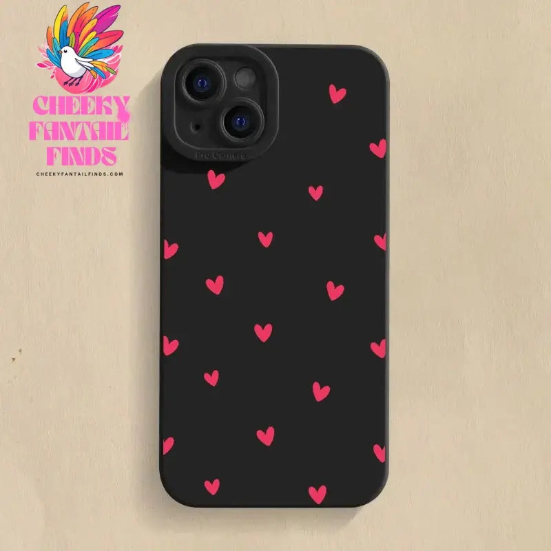 Black Love Heart Phone Case For iPhone 16 14 15 13 12 11 Pro Max X XR XS 7 8 15 16 Plus SE 2020 Shockproof Silicone Soft Cover Cheeky Fantail Finds