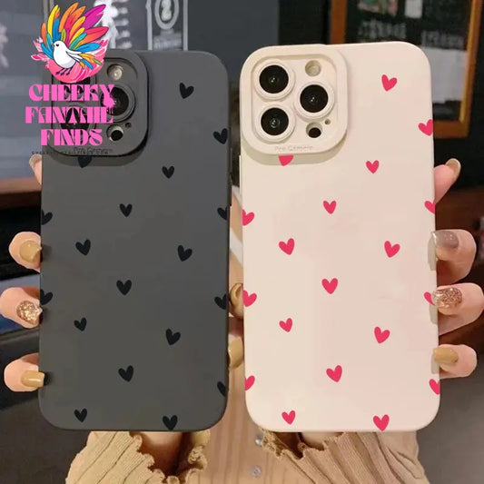 Black Love Heart Phone Case For iPhone 16 14 15 13 12 11 Pro Max X XR XS 7 8 15 16 Plus SE 2020 Shockproof Silicone Soft Cover Cheeky Fantail Finds