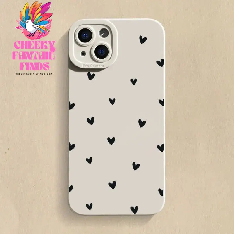 Black Love Heart Phone Case For iPhone 16 14 15 13 12 11 Pro Max X XR XS 7 8 15 16 Plus SE 2020 Shockproof Silicone Soft Cover Cheeky Fantail Finds