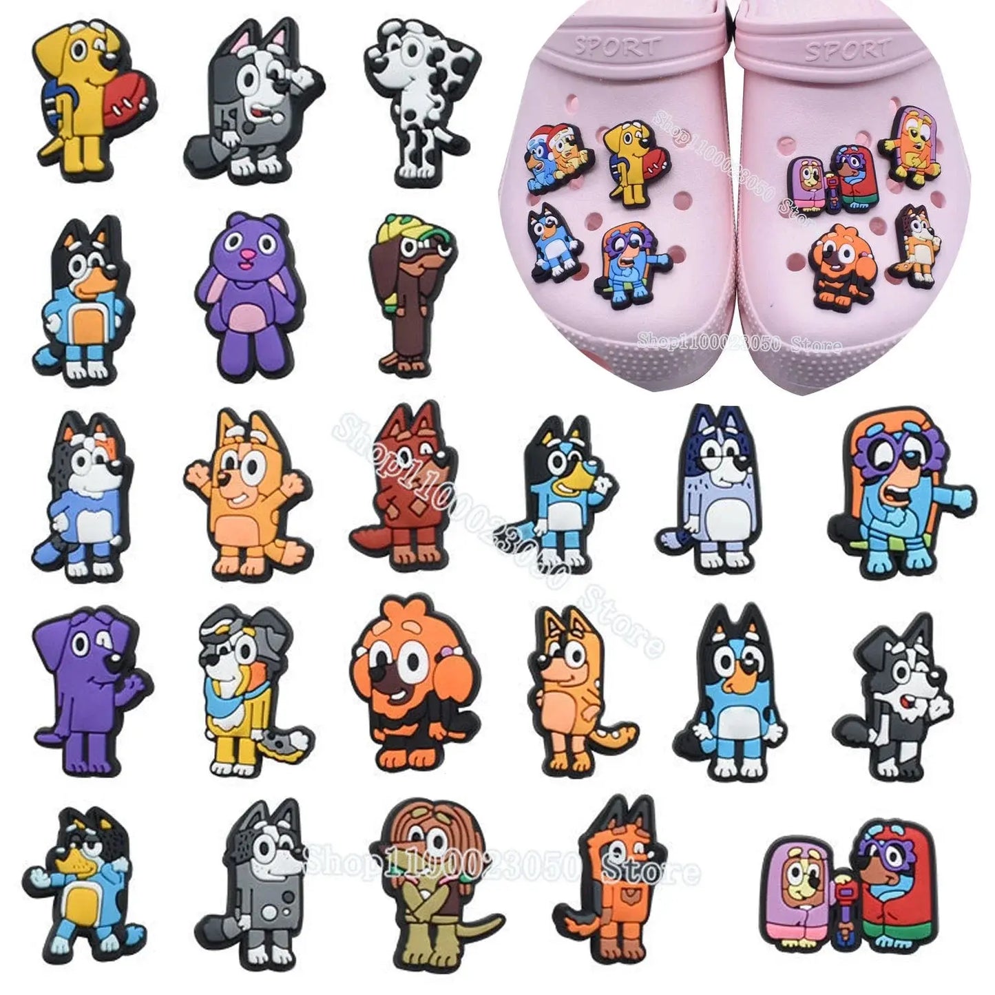 Bluey Bingo Chilli Shoe Charms Buckle Garden Clogs Decoration Sandals Anime Cartoon Slippers Accessories Children Christmas Gift Cheeky Fantail Finds