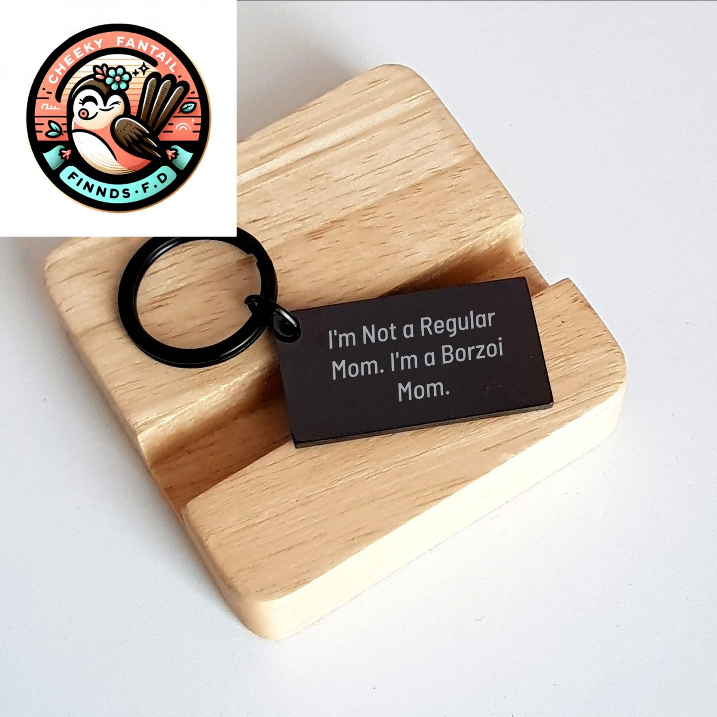 Borzoi Dog Mom Keychain, Funny Quote Gifts from Family for Him, Unique Father's Day Unique Gifts for Men, Stainless Steel Engraved Keychain - Image 2