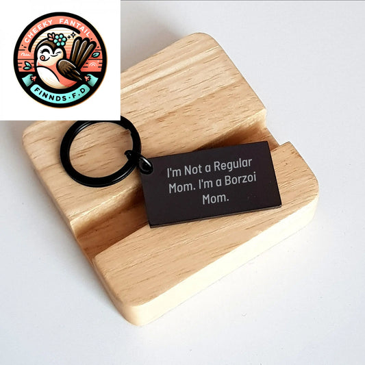 Borzoi Dog Mom Keychain, Funny Quote Gifts from Family for Him, Unique Father's Day Unique Gifts for Men, Stainless Steel Engraved Keychain - Image 2