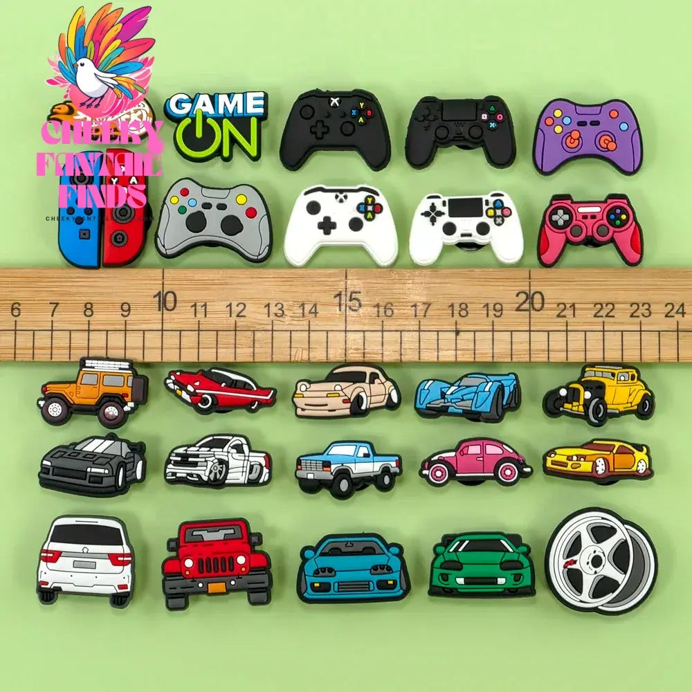 Boy Shoe Charms Car Gamepad Pins for Kids Men Cool Shoe Accessories Gift Creative DIY Decorations Buckle Fit Sandal Ornament - Cheeky Fantail Finds