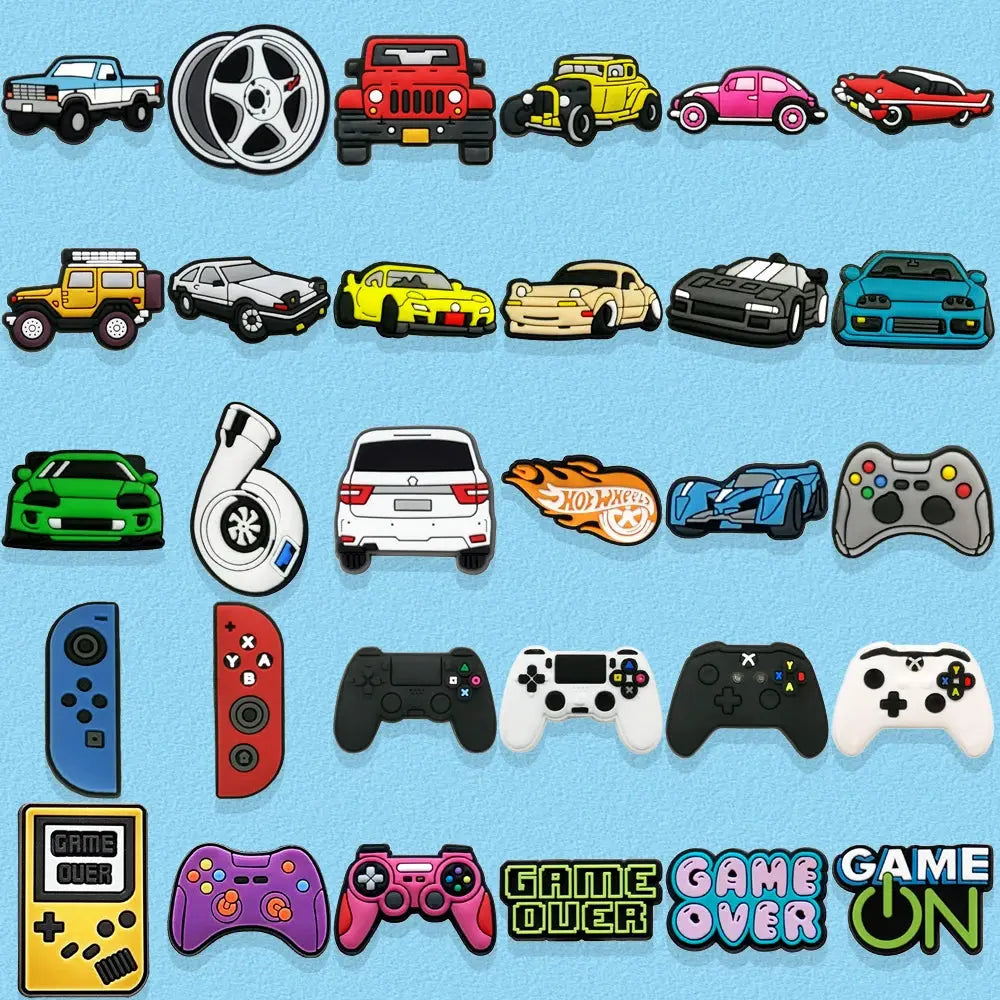 Boy Shoe Charms Car Gamepad Pins for Kids Men Cool Shoe Accessories Gift Creative DIY Decorations Buckle Fit Sandal Ornament - Cheeky Fantail Finds