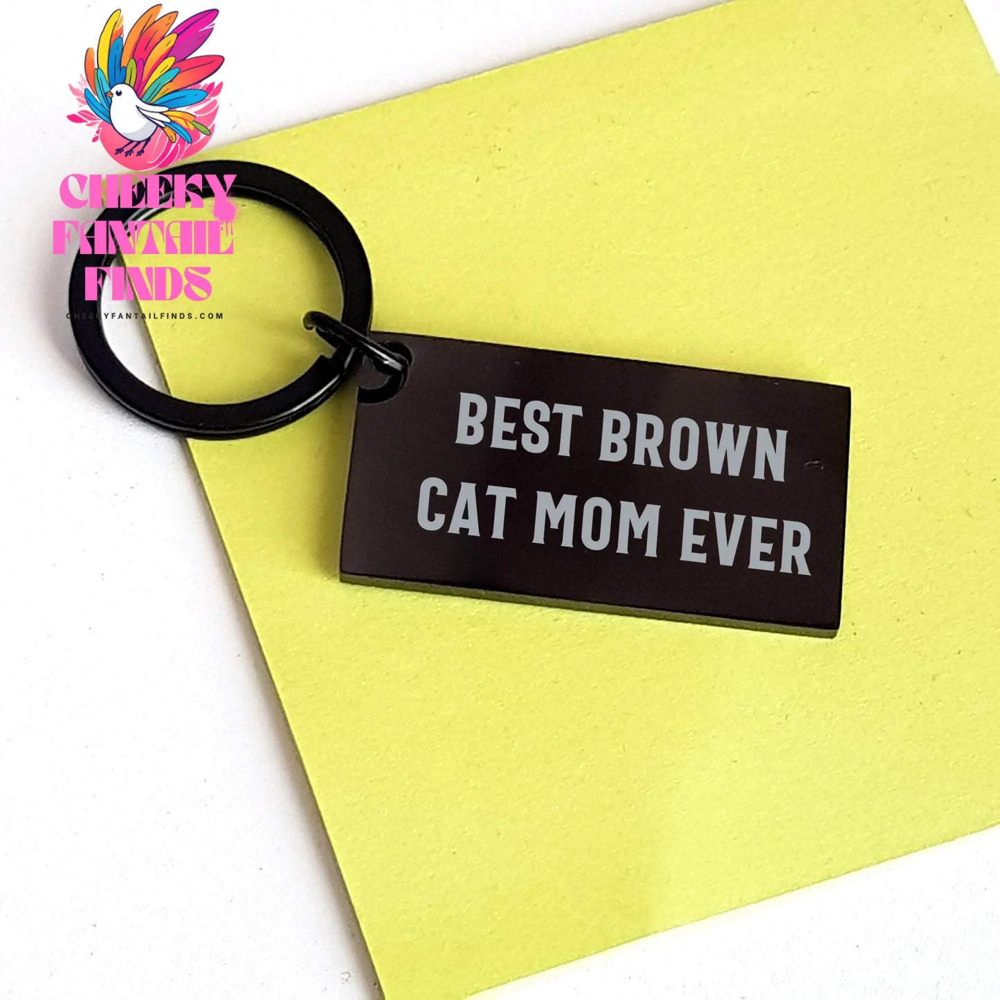 Brown Cat Mom Keychain - Funny Gifts for Brown Cat Moms - Gifts from the Best Brown Cat Mom Ever - Father's Day Unique Gifts - Image 3