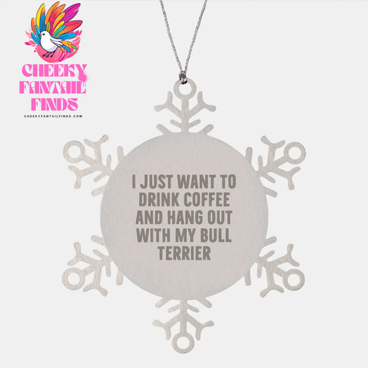 Bull Terrier Dog Snowflake Ornament - Gift for Men, Women, or Friends Who Love to Drink Coffee and Hang Out with Their Bull Terrier - Christmas Unique Gifts from Family, Coworkers, or Friends - Image 1