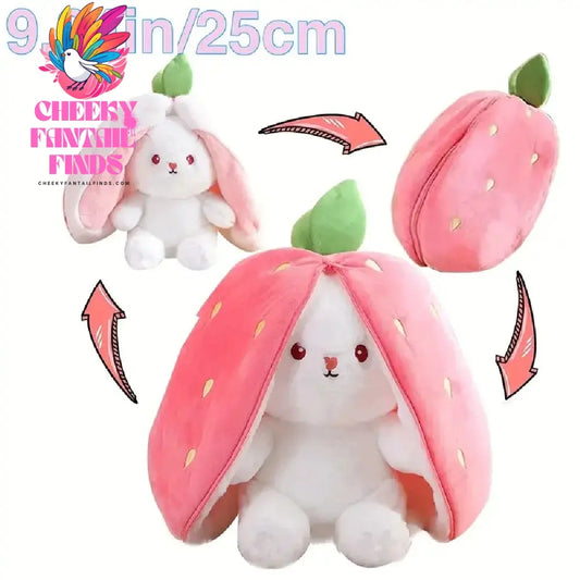 Bunny Stuffed Animal Plush Reversible Strawberry Bunny Plush Doll With Zipper Cute Soft Rabbit Room Decoration Toys For Easter G Cheeky Fantail Finds