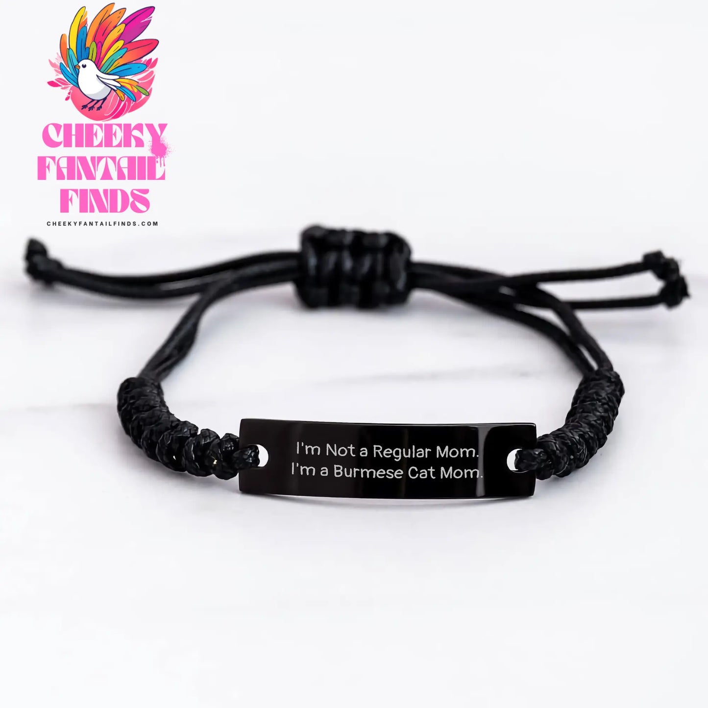 Burmese Cat Mom Funny Quote Rope Bracelet, Gifts from Friends for Burmese Cat, Unique Father's Day Unique Gifts for Men - Image 3