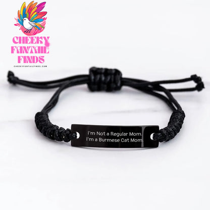 Burmese Cat Mom Funny Quote Rope Bracelet, Gifts from Friends for Burmese Cat, Unique Father's Day Unique Gifts for Men - Image 3