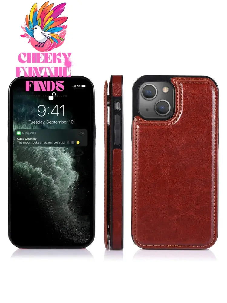 Business Wallet Case For iPhone 14 13 12 11 Pro Max 7 8 Plus Mini SE XR XS Max X Retro Flip Leather Card Holder Phone Cover Cheeky Fantail Finds