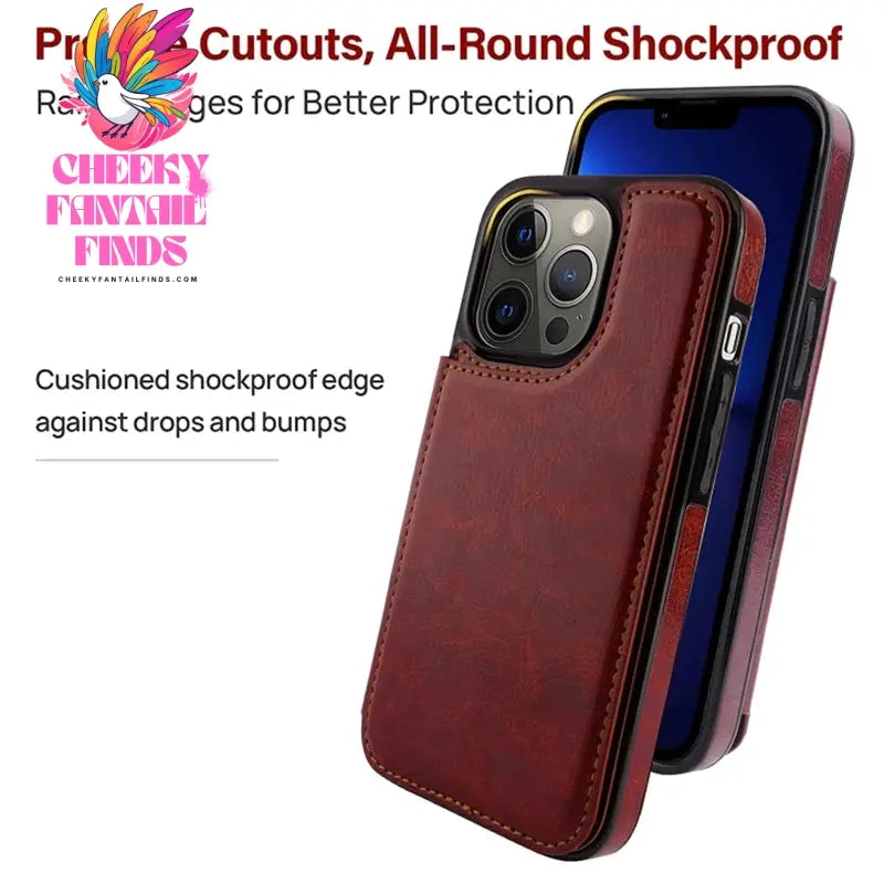Business Wallet Case For iPhone 14 13 12 11 Pro Max 7 8 Plus Mini SE XR XS Max X Retro Flip Leather Card Holder Phone Cover Cheeky Fantail Finds